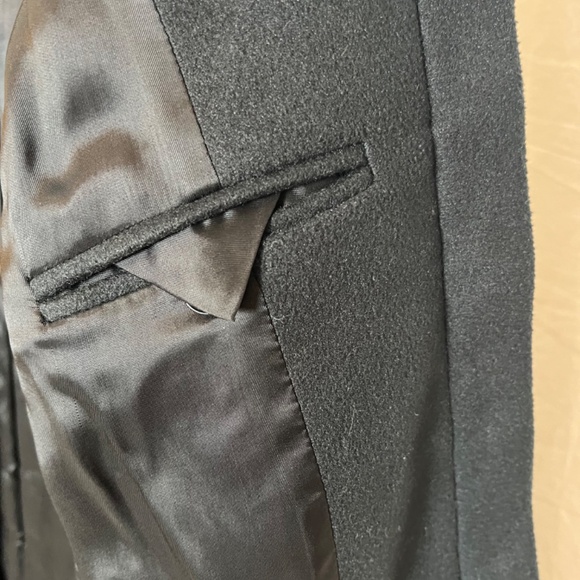 BYBLOS Rare Vintage Black Knee Length Zip Front Overcoat with Tunic Style Collar - Picture 9 of 12